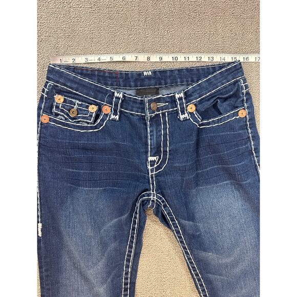 True Religion Jeans Womens 30 Dark Thick Stitch Bootcut Joey Super T Flap Pocket - Picture 5 of 10